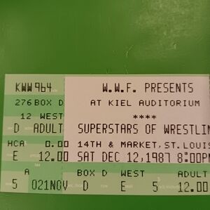 WWF Wrestling Ticket Stub 12/12/1987 Keil Auditorium Andre The Giant/Hulk Hogan